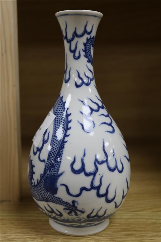 A Chinese blue and white dragon vase, c.1900